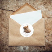 Waterverf Schattigee teddybeer is een jongen Ronde Sticker