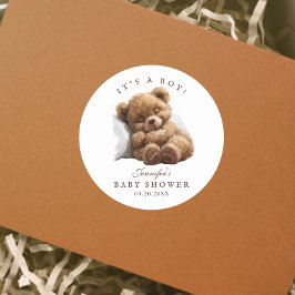 Waterverf Schattigee teddybeer is een jongen Ronde Sticker