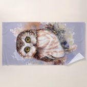 Waterverf Schattigee Uil Vogel Natuur Wildlife Art Strandlaken (Voorkant)