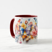 Waterverf Schattigee Vlinder en Bloemen Mok (Voorkant links)