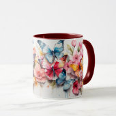 Waterverf Schattigee Vlinder en Bloemen Mok (Voorkant rechts)