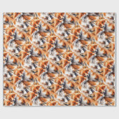 Waterverf Schattigee vossen Fox Animal Wildlife Na Cadeaupapier (Vlak)