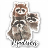 Waterverf Schattigee Wasbeer Animal Custom Name Sticker (Voorkant)
