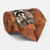 Waterverf Schattigee Wasbeer Family Pattern Animal Stropdas (Opgerold)