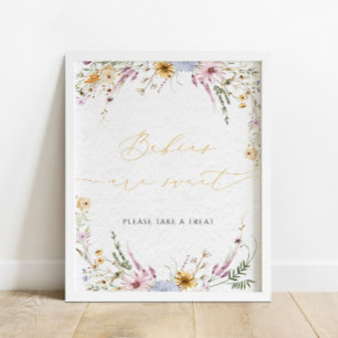 Waterverf Schattigee Wildbloemen Baby's zijn Sweet Poster