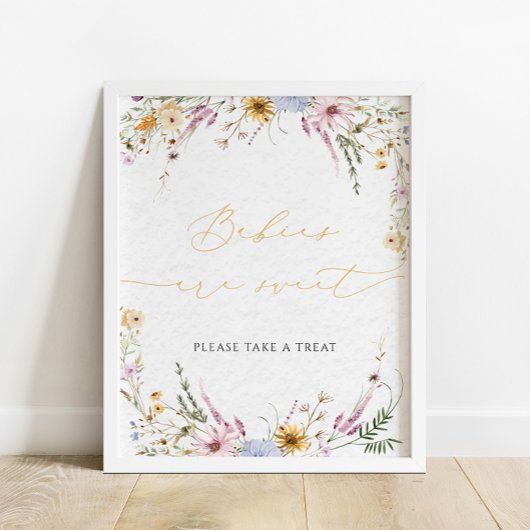 Waterverf Schattigee Wildbloemen Baby's zijn Sweet Poster