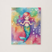 Waterverf Schattigee zeemeermin Legpuzzel (Verticaal)