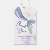 Waterverf Schattigee zeemeermin staart Dank u Cadeaulabel (Voorkant)