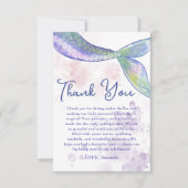 Waterverf Schattigee Zeemeermin Staart Dank u Kaar Bedankkaart (Voorkant)