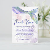 Waterverf Schattigee Zeemeermin Staart Dank u Kaar Bedankkaart (Staand voorkant)