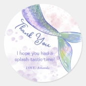 Waterverf Schattigee zeemeermin staart Dank u Stic Ronde Sticker (Voorkant)