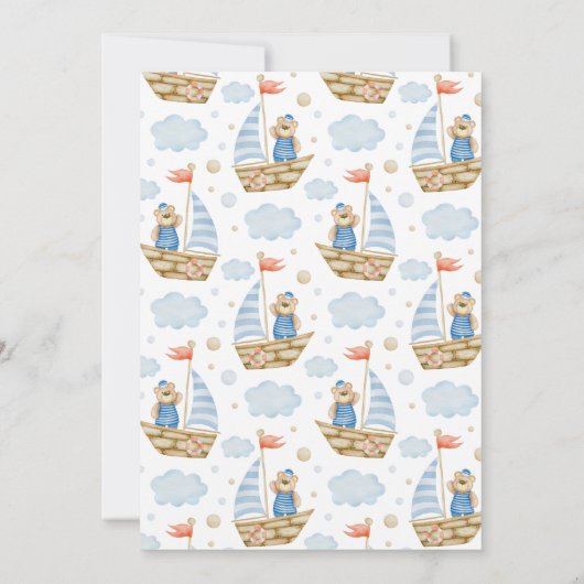 Waterverf Schattigee zeilboot Beer Verjaardagsfees Kaart (Achterkant)