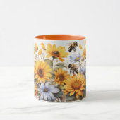 Waterverf Schattigee Zonnebloem Bijen Mok (Midden)