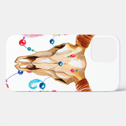 Waterverf schedel, geïsoleerd op wit Case-Mate iPhone case (Achterkant (horizontaal))