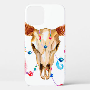 Waterverf schedel, geïsoleerd op wit Case-Mate iPhone case