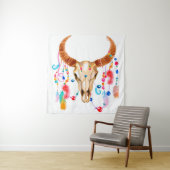 Waterverf schedel, geïsoleerd op wit wandkleed (In situ)