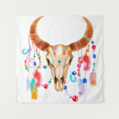 Waterverf schedel, geïsoleerd op wit wandkleed (Voorkant)