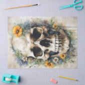 Waterverf Schedel met Wildflowers Decoupage Tissuepapier (Craft)