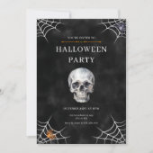 Waterverf Schedel & Spinnenweb Halloween Kaart (Voorkant)