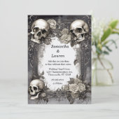 Waterverf schedels ingelijst Gothic bruiloft Kaart (Staand voorkant)