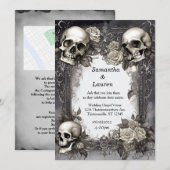 Waterverf schedels ingelijst Gothic bruiloft Kaart (Voorkant / Achterkant)
