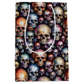 Waterverf schedels op zwart medium cadeauzakje (Voorkant)