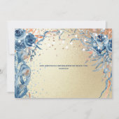 Waterverf schelp eiland oceaan blauw sinaasappel save the date (Achterkant)