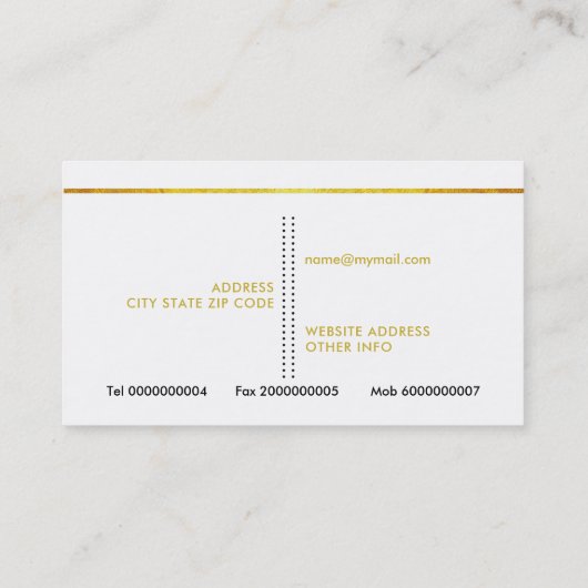 Waterverf schelpen en gouden folie polygoon visitekaartje (Achterkant)