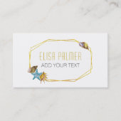 Waterverf schelpen en gouden folie polygoon visitekaartje (Voorkant)