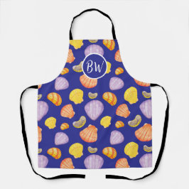Waterverf schelpen monogram schort