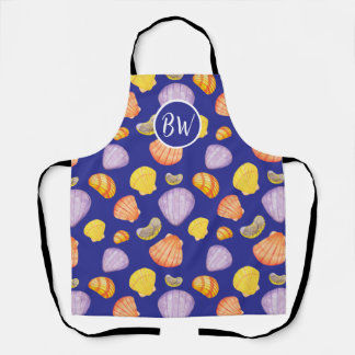 Waterverf schelpen monogram schort