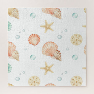 Waterverf Schelpen Parels Kust Patroon Legpuzzel