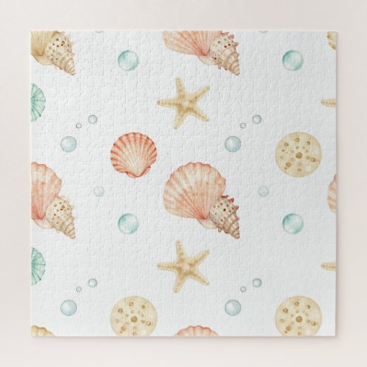 Waterverf Schelpen Parels Kust Patroon Legpuzzel (Verticaal)