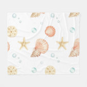 Waterverf Schelpen Parels Kustpatroon Fleece Deken (Voorkant (Horizontaal))