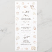 Waterverf Schelpen Parels Strand Nautilus Trouwen Menu (Voorkant)
