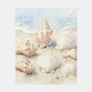 Waterverf Schelpen Strand Scene Fleece Deken
