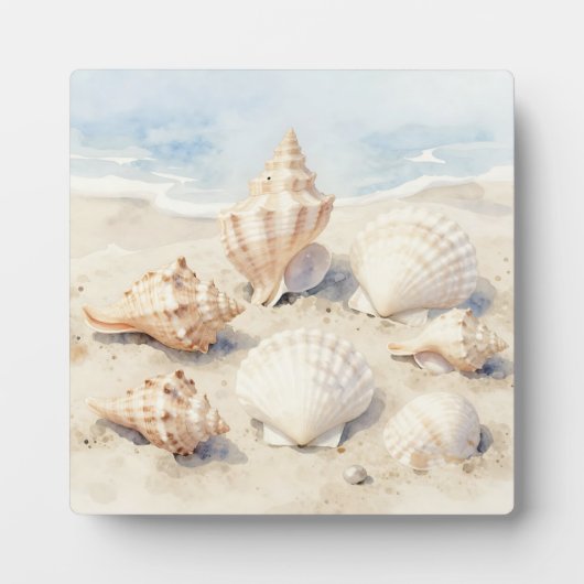 Waterverf Schelpen Strandtafereel Fotoplaat (Voorkant)