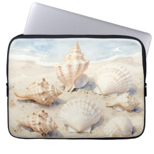 Waterverf Schelpen Strandtafereel Laptop Sleeve