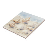 Waterverf Schelpen Strandtafereel Tegeltje (Zijkant)