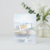 Waterverf Schepen in de haven Briefkaart (Staand voorkant)