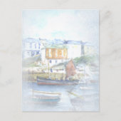 Waterverf Schepen in de haven Briefkaart (Voorkant)