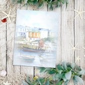 Waterverf Schepen in de haven Briefkaart