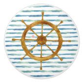 WATERVERF SCHEPEN WIEEL NAUTIEKE VACATIE KERAMISCHE KNOP (Voorkant)