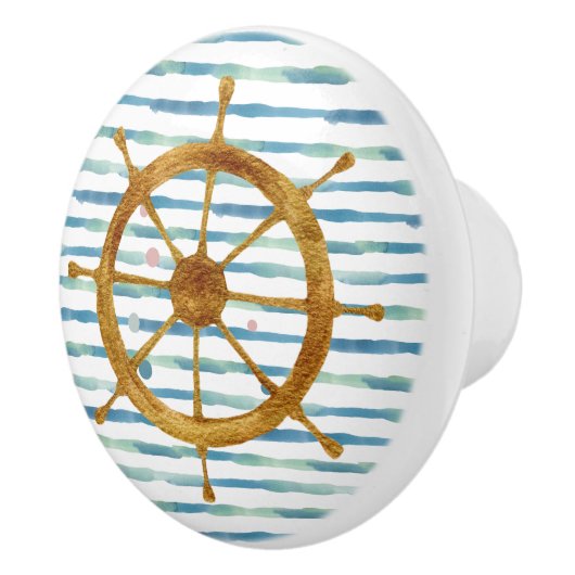 WATERVERF SCHEPEN WIEEL NAUTIEKE VACATIE KERAMISCHE KNOP (Rechts)