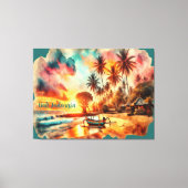 Waterverf schets Bali Indonesië Tropisch | Canvas Afdruk (Voorkant)