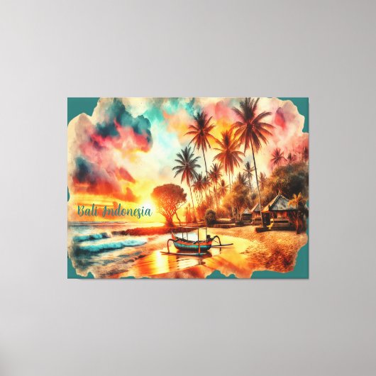 Waterverf schets Bali Indonesië Tropisch | Canvas Afdruk (Voorkant)