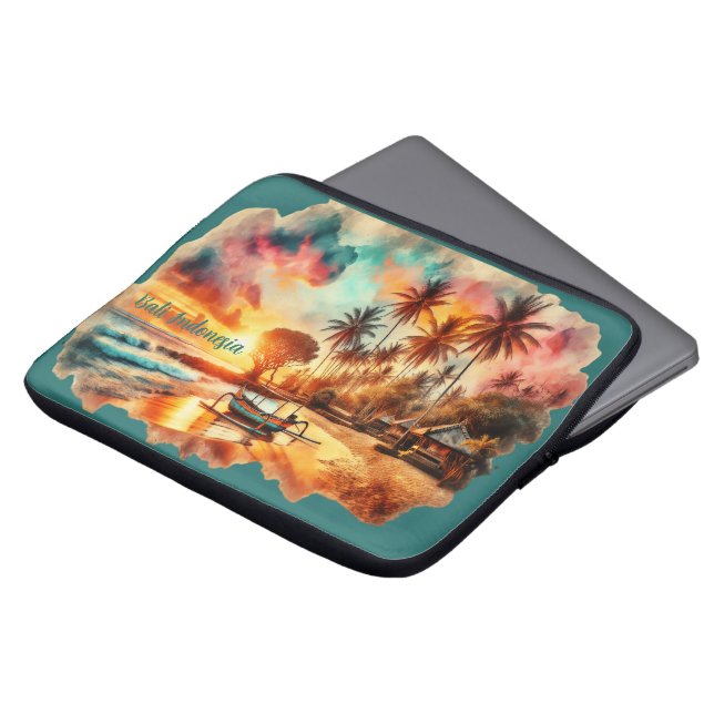 Waterverf schets Bali Indonesië Tropisch | Laptop Sleeve (Voorkant top)