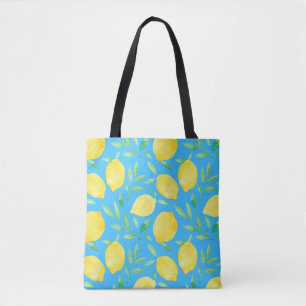 Waterverf schets citroenen naadloos ontwerp tote bag