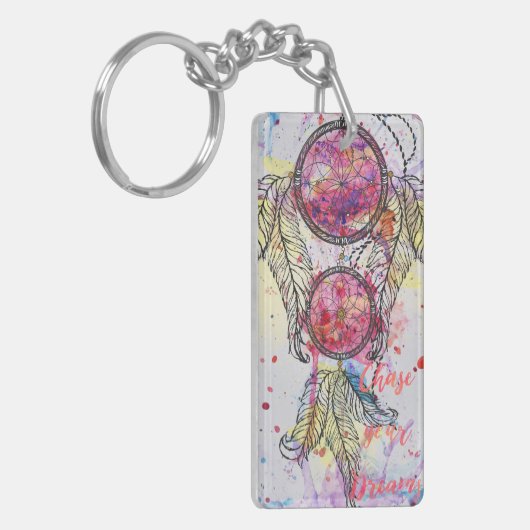 Waterverf-schets Dreamweaver "Chase your Dreams" Sleutelhanger (Voorkant Links)
