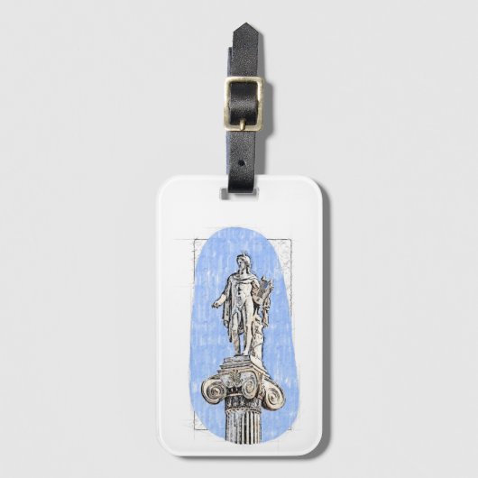 Waterverf schets van het standbeeld van Apollon Bagagelabel (Voorkant (verticaal))